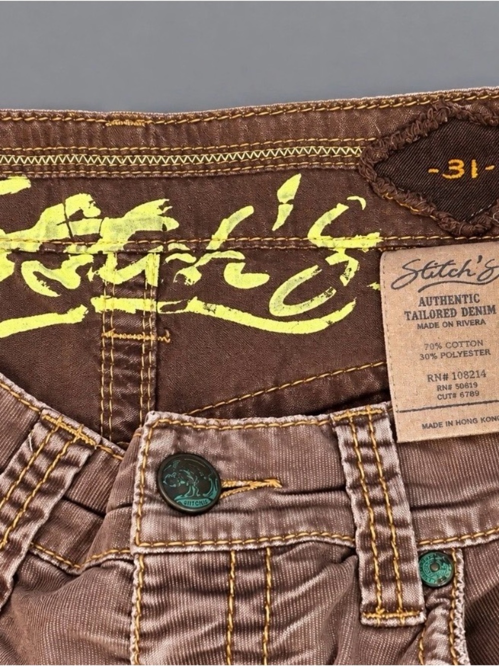 Stitch's Brown Bootcut Men's Jeans - Picture 2 of 6